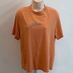Vintage 00s Hollister Burnt Orange Graphic Tee Size L Y2K Cotton Casual